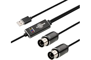 Leconova MIDI to USB Cable USB-A/USB-C 2M 16 Channel MIDI Interface, Plug & Play for Keyboard/Synthesizer/Piano/Drum Machine,