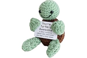 SUYBHEUN Positive Crochet Animals, Handmade Crochet Turtle Cute Stuff, Motivational Gifts for Women Men Teens Inspirational Birthday Gifts for Women