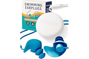 Swimmers Ear Plugs, Waterproof Silicone Swim Ear Plugs with Strap, Swimming Earplugs Perfect for Surfing, Diving, Pool, Showe