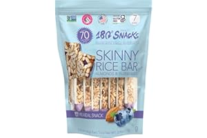 180 Snacks Pre-Meal Snack Skinny Rice Bar with Himalayan Salt 1 Pack, 3.22oz (Blueberry & Almond)