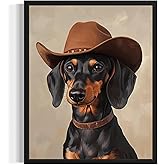 aj decor Dachshund Cowboy Hat Wall Art Print Poster, Dog Pet Lover Picture Painting Artwork Bedroom Living Room Office Dining Room 150H (Dachshund Cowboy Hat, 8 x 10 inches, Unframed)