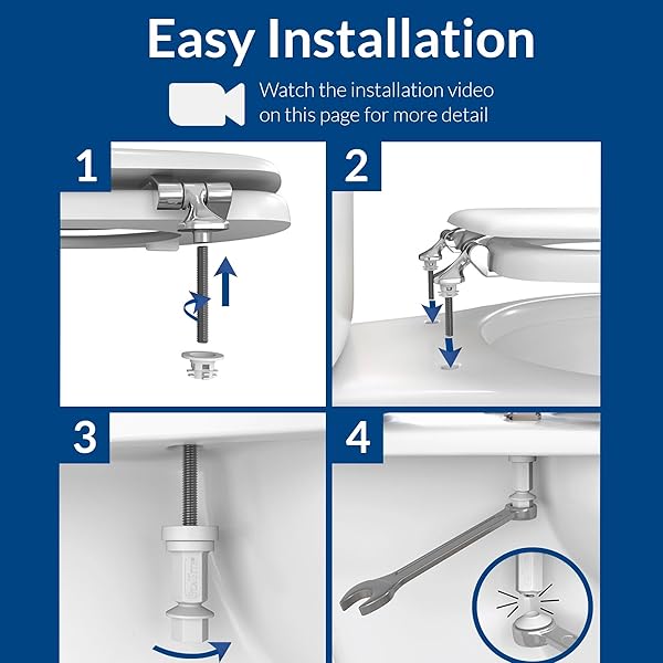 MAYFAIR 844BN 000 TOILET SEAT WITH BRUSHED NICKEL HINGES WILL NEVER COME LOOSE, ROUND , WHITE, 1 PACK – ROUND