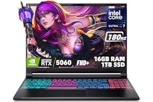 Acer Nitro V 16S Gaming Laptop, 16" 180Hz FHD+, Intel Core 7 240H, NVIDIA GeForce RTX 5060, 16GB RAM, 1TB SSD, G-SYNC, RGB Ke