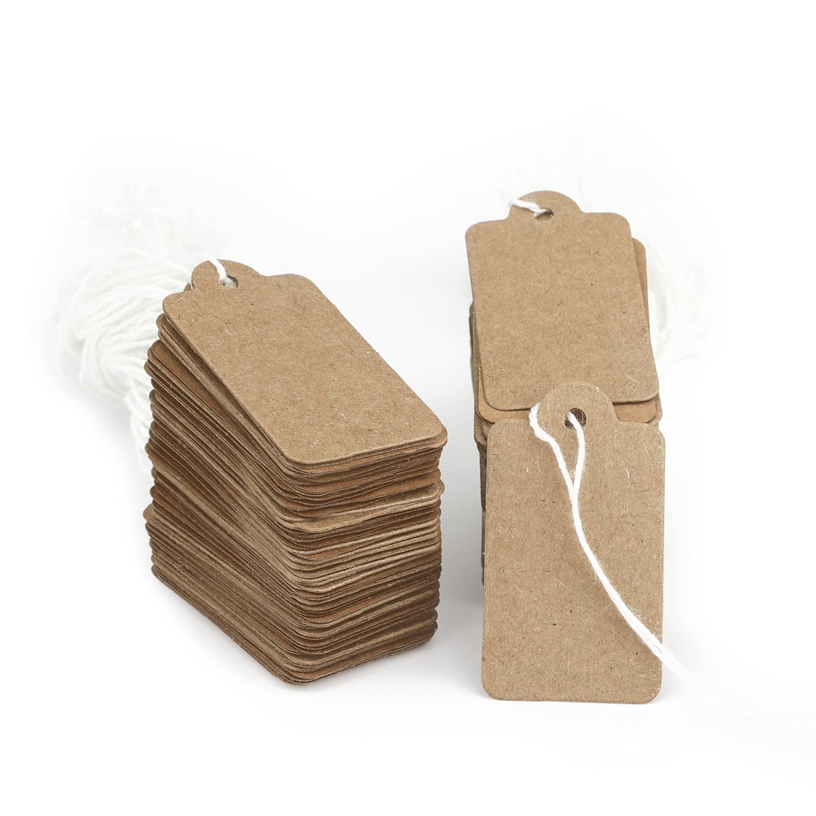 jijAcraft 500Pcs Price Tags with String: 45x25mm Brown Luggage Tags Kraft Paper Blank Gift Labels Marking Strung Labels for Jewelry Clothing Display Price