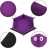 SIQUK 4 Pieces Dice Tray Hexagon Folding PU Leather Velvet DND RPG view 3
