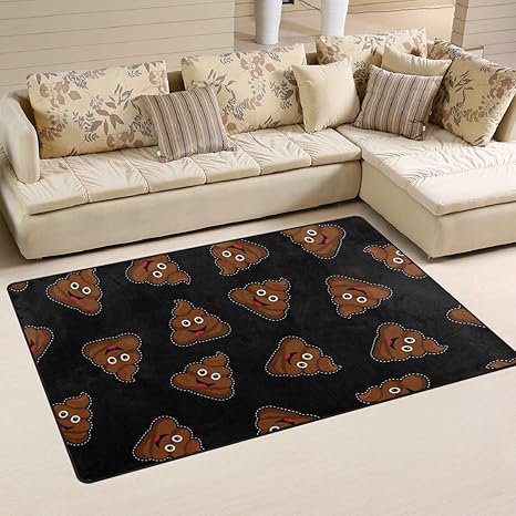 Linomo Area Rug Cute Poop Emoticon Floor Rugs Doormat Living Room