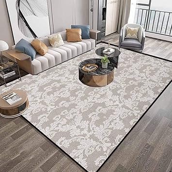 Alfombra de área de color gris pardo, diseño de jardín natural con