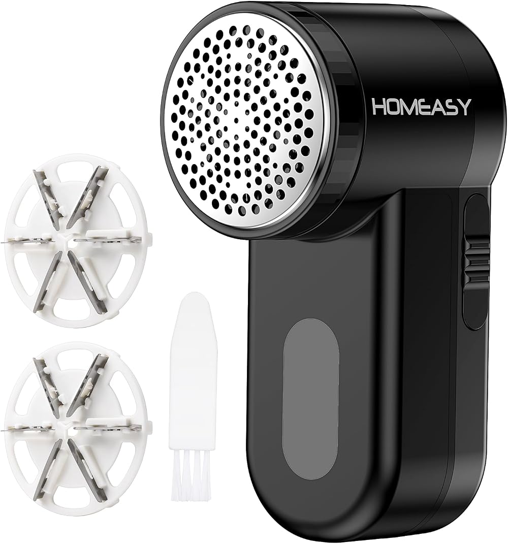 homeasy Fabric Shaver Portable Lint Remover 2 Speeds 6-Leaf Blades Black