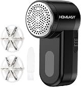 homeasy Fabric Shaver Portable Lint Remover 2 Speeds 6-Leaf Blades Black
