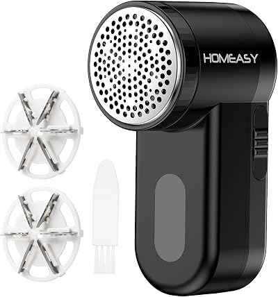 homeasy Fabric Shaver Portable Lint Remover 2 Speeds 6-Leaf Blades Black