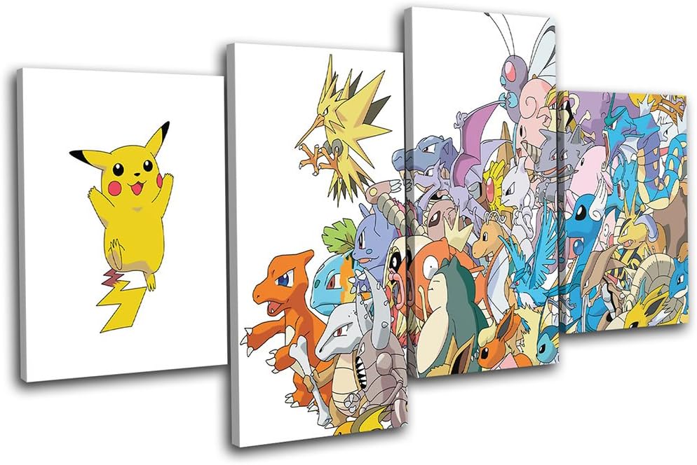 Amazon Com Bold Bloc Design Pokemon Pikachu Go Anime For Kids Room 160x90cm Multi Canvas Art Print Box Framed Picture Wall Hanging Hand Made In The Uk Framed And Ready