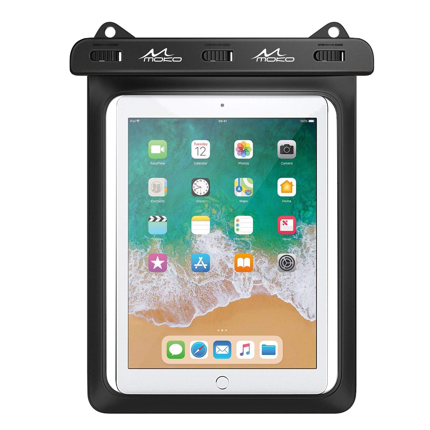MoKo Waterproof Tablet Case, Tablet Pouch Dry Bag Fit iPad 9/8/7 10.2, iPad Pro 11 M1, iPad Air 5/4 10.9, Galaxy Tab A7 10.4, S7 11, S6/S6 Lite, MatePad NEW 10.4, Tab E 9.6 up to 12 Inch