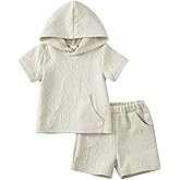 KIMI BEAR Toddler Baby Boy Clothes Summer Outfits Short Sleeve Hooded T Shirt Tops Casual Shorts Set 2Pcs Little Boy Clothes