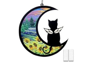 COSOWO Pet Memorial Suncatcher, Loss of Cat & Dog Sympathy Gifts, Hanging Stained Acrylic Light Catcher, Cat & Dog Memorial Ornament for Pet Lovers, Angel Pattern