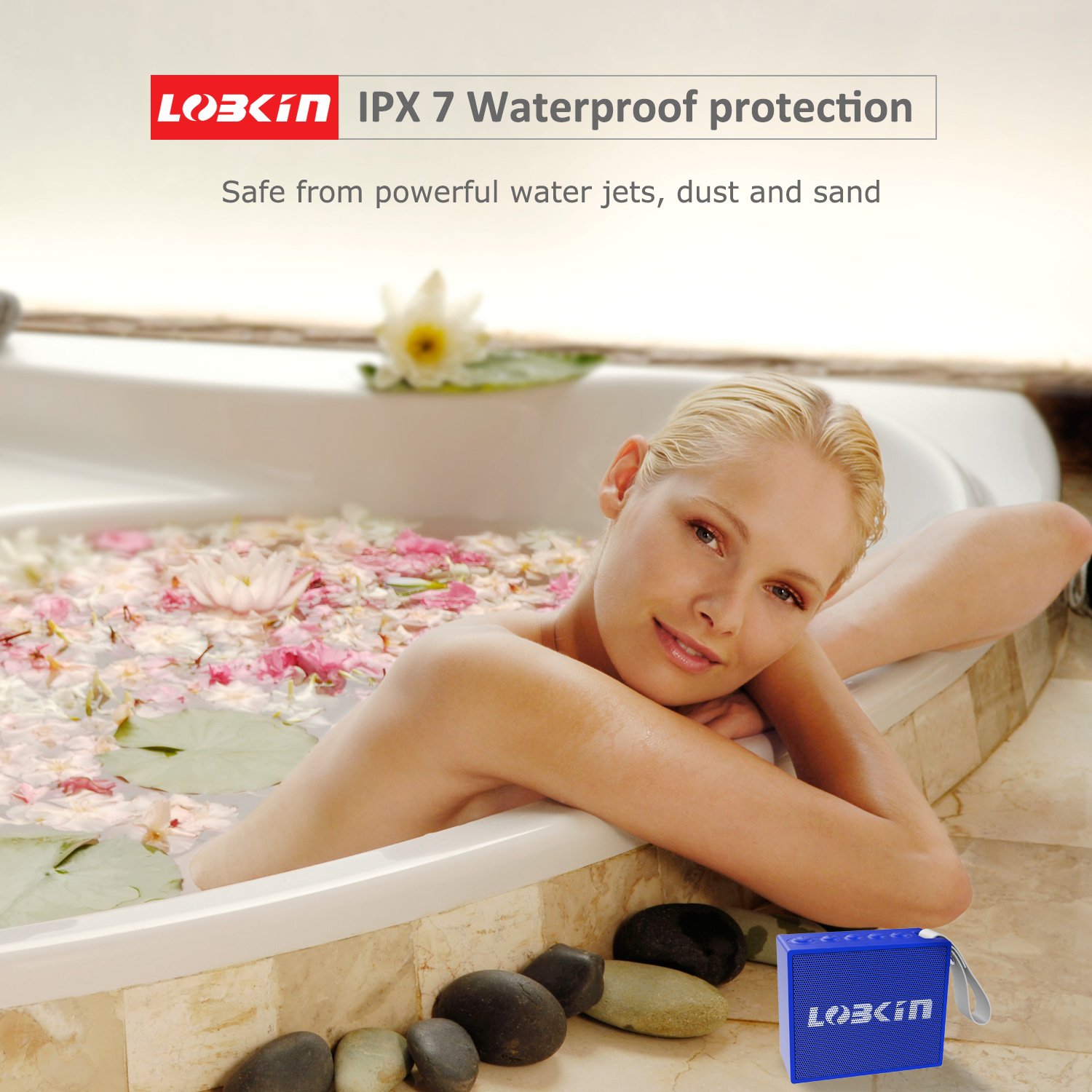 LOBKIN Portable Wireless Bluetooth Speaker with 5W Audio Driver,IPX6 Water Resistant Outdoor Bluetooth V4.1 HiFi Speaker with Enhanced Bass,8 Hours Playing Time,for Outdoor& Indoor (Blue)