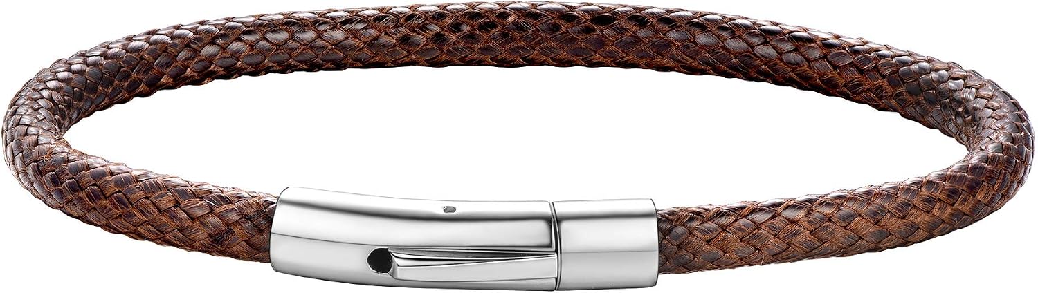 ChainsHouse Brown Braid Leather Woven Bracelet for Men Women Bangle Bracelets Leather Wristbands 20CM