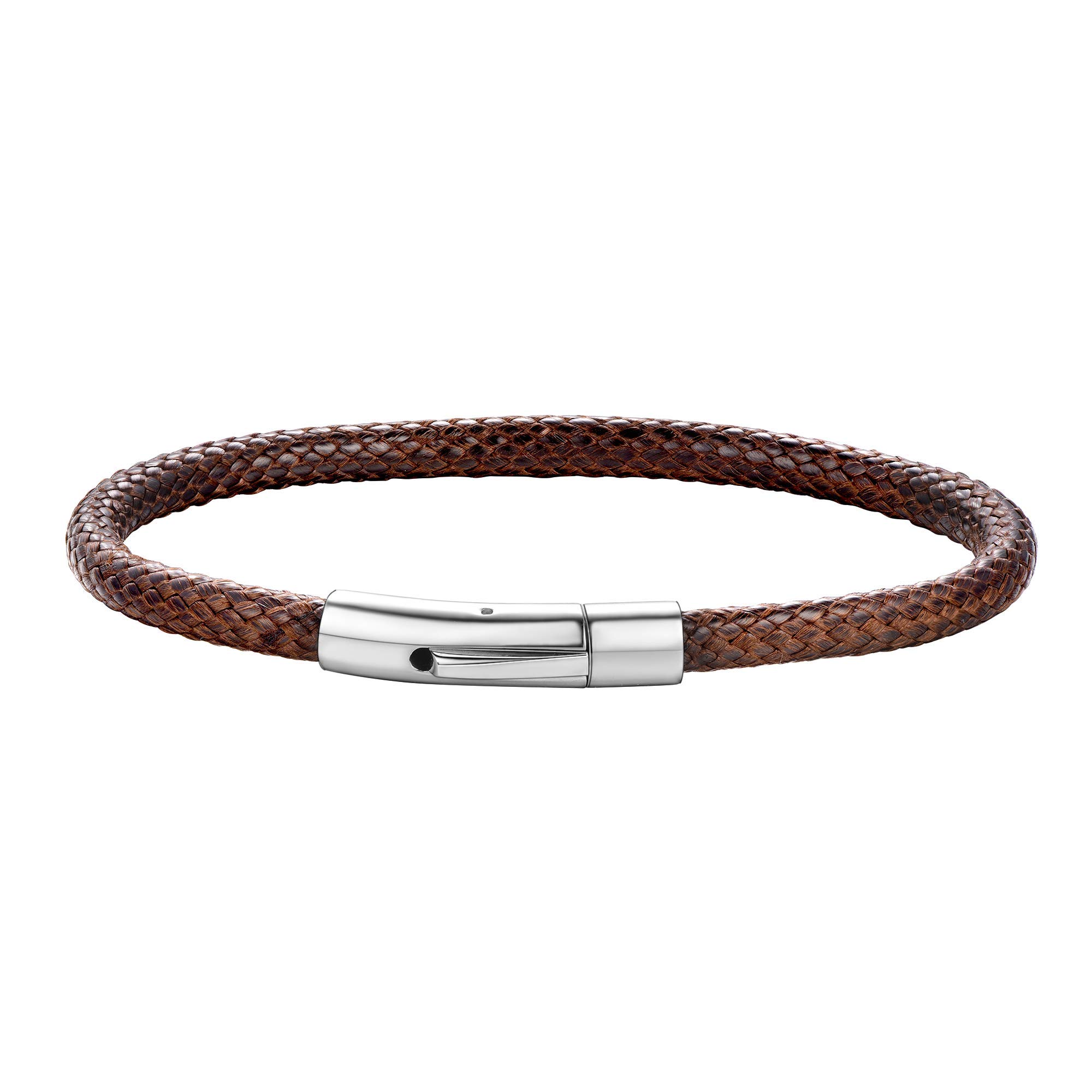 ChainsHouse Brown Braid Leather Woven Bracelet for Men Women Bangle Bracelets Leather Wristbands 18CM