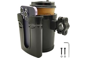 RYANGO Bike Cup Holder with Phone Keys Holder, Handlebar Water Bottle Cage for E-Bike, Scooter, Stroller, Wheelchair