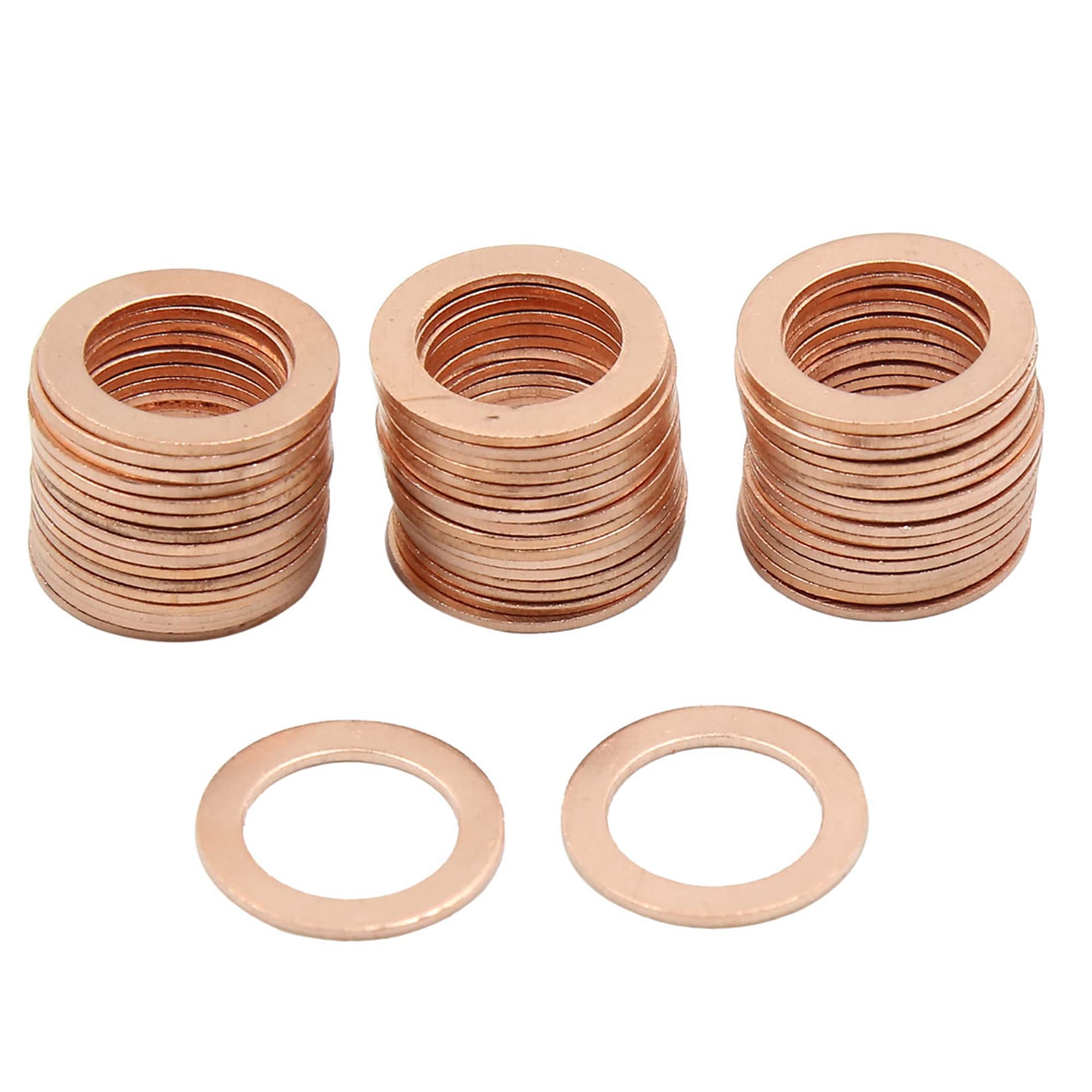 X AUTOHAUX M14 x 21mm x 1mm Copper Flat Washers Car Sealing Gasket Ring 50pcs
