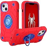 EayCoul for iPhone 14 Case/iPhone 13 Case, with Kickstand (not Compatible with Plus Sized Models),Shockproof Hybrid Hard PC Soft Rubber Case for iPhone 14/13 6.1 inch (Red+Blue)