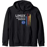 Linux Os Tee with Slogan Open Source Open Mind Cool Computer Zip Hoodie