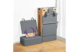 LeisureKing Pilates Reformer Machine, Quick-Assembly Foldable Studio Grade Pilates Equipment for Gym and Home, Oak Wood Pilates Reformer with Reformer Accessories