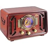 Pyle Retro Wireless Bluetooth Radio Speaker - Classic Vintage Style Audio Sound Receiver System w/Built-in Stereo Speakers, U