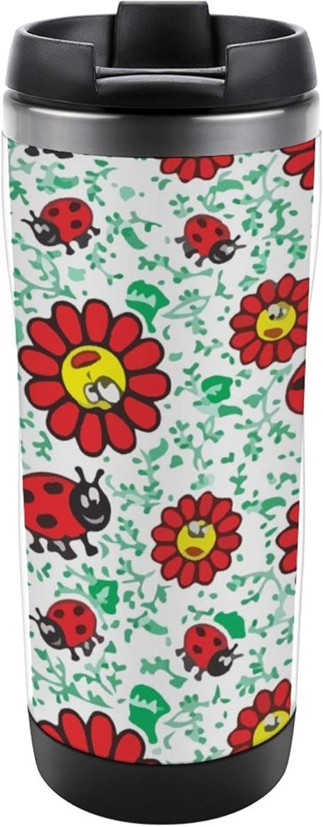 Amazon 水筒 マグボトル 魔法瓶 可愛い てんとうむし 花柄 直飲み おしゃれ 保温 ステンレスボトル ふた付き 380ml ふた付き スポーツ 登山用 ボトル スポーツボトル ウォーターボトル 直飲み 男女兼用 遠足 釣り 水筒 マグボトル オンライン通販