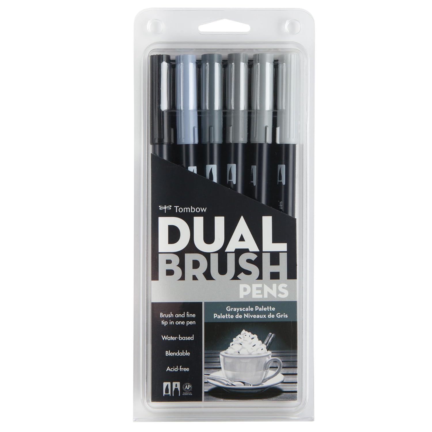 Tombow Dual Brush Pen Art Markers, Grayscale, 6Pack eBay