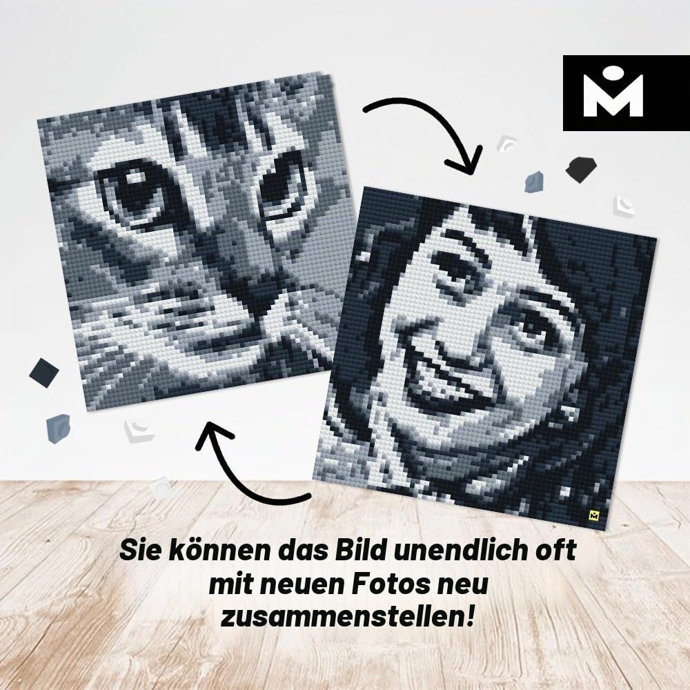 MOZABRICK Set S- Klemmbaustein Mosaik Foto Bausatz, personalisiertes Geschenk, Benutzerdefiniert, Bild Baukasten, Bauset, Pixel Art Kunst Steckbaustein Gemälde 5