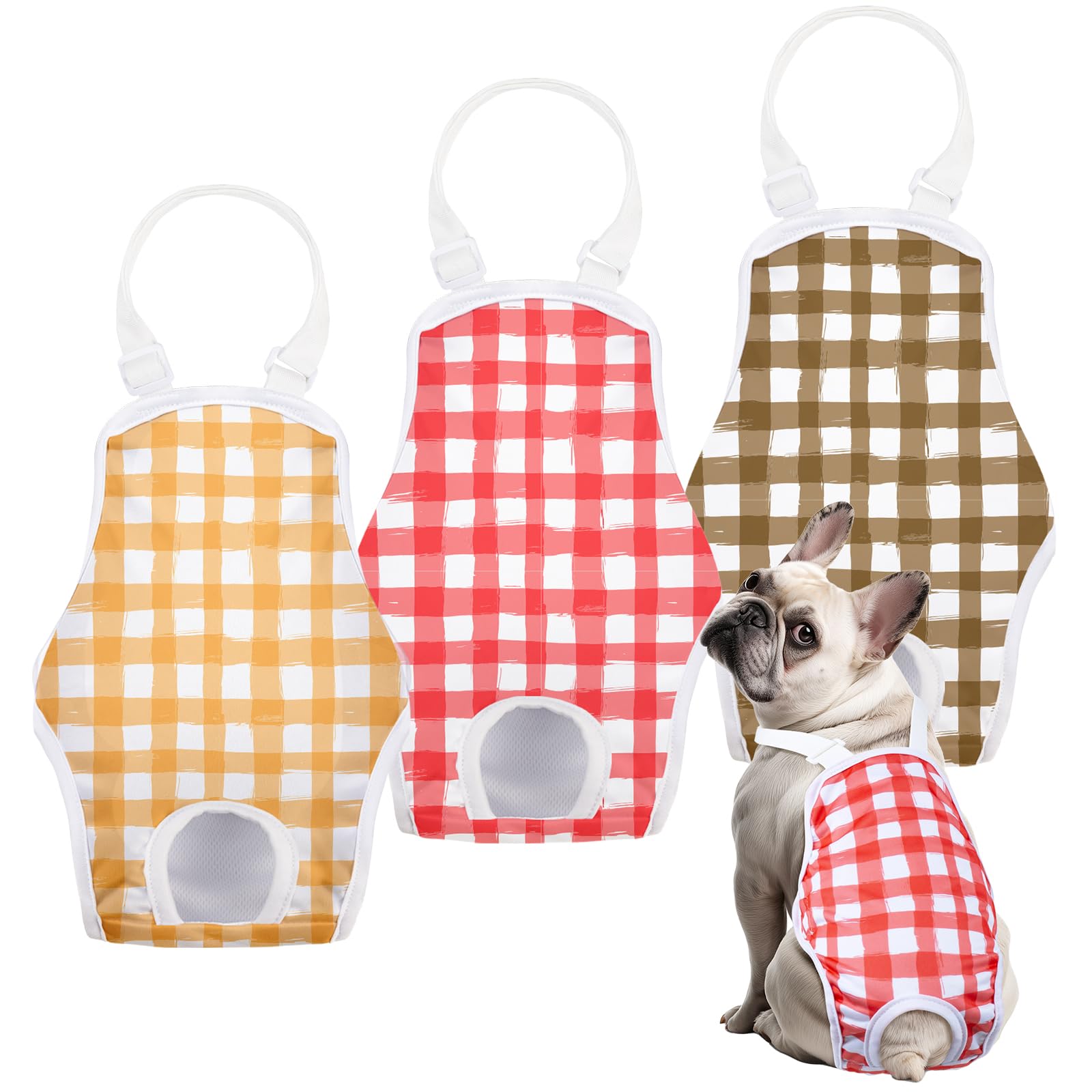 Photo 1 of FuzzFables 3 Pack Washable Female Dog Diaper with Adjustable Suspender, Reusable Doggie Period Panties for Heat, Fixed Onesie for Active Dogs, Absorbent Leakproof M