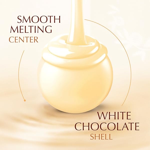 LINDT LINDOR WHITE CHOCOLATE CANDY TRUFFLES, WHITE CHOCOLATE CANDY WITH SMOOTH, MELTING TRUFFLE CENTER, 25.4 OZ., 60 COUNT