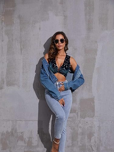 Women's Star Bejeweled Top Sequin Top Sparkly Tops for Women