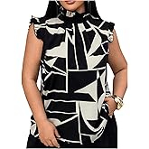 winkbay Women's Plus Size Ruffle Mock Neck Tank Top Summer Elegant Graphic Sleeveless Work Tops