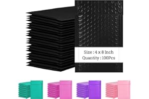 LuckIn 4x8 Inch Bubble Mailers 100 Pack, Self Seal Padded Envelopes for Small Business, Waterproof Shipping Bags, Black, AM26