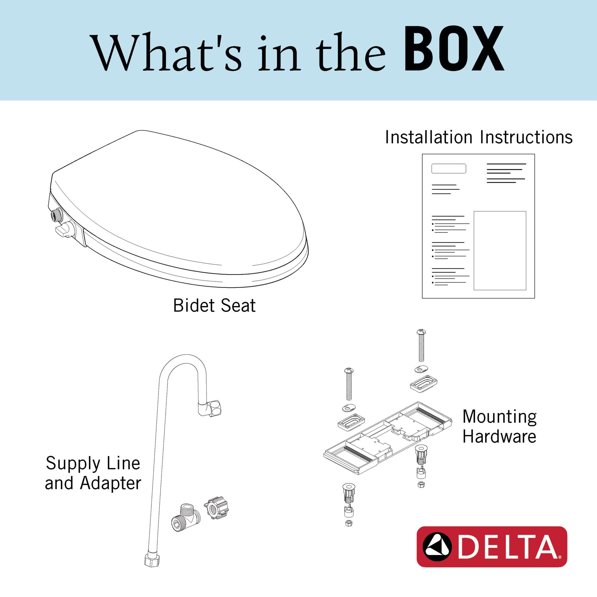 Delta 833004 Elongated Soft Close Bidet Seat with Manual Control Self-Cleaning Wand - White