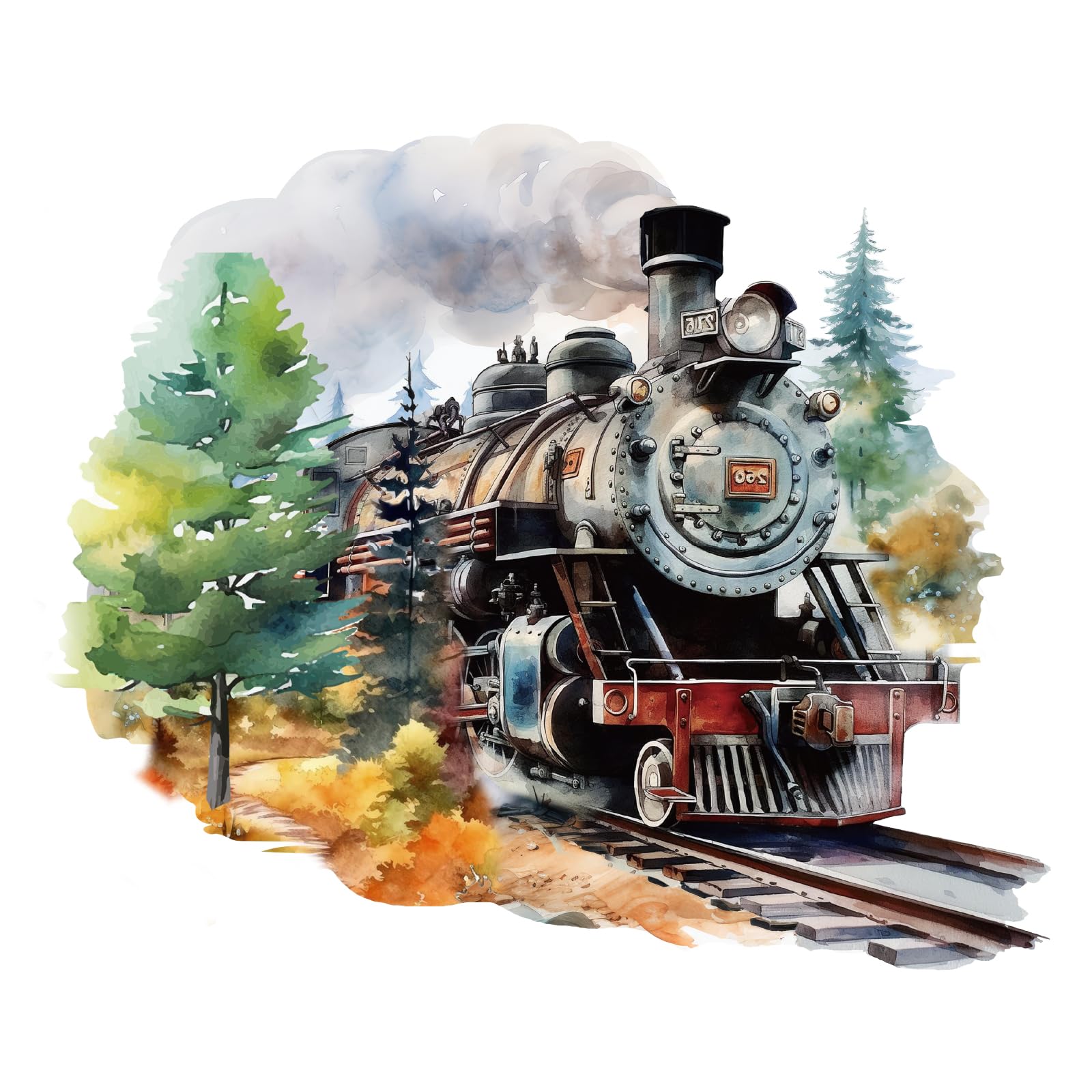 PLIGREAT Watercolor Train Railway Landscape Wall Stickers, Removable Vinyl Peel and Stick Wall Decals for Nursery Bedroom Playroom Wall Decoration Home Indoor DIY Wall Art Decor