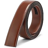 JASGOOD Men's Leather Ratchet Belt Strap without Buckle, Replacement Leather Belt Strap 35mm/1.38", Fit 40mm/1.57” buckle