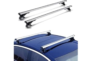 TeqHome Universal Roof Rack Cross Bars, 48" Upgraded Aluminum Car Roof Rack Crossbars Without Roof Rail, Adjustable Rooftop Luggage Rack Cargo Carrier with 3 Pair of Mounting Clamps Fit Car SUV Truck