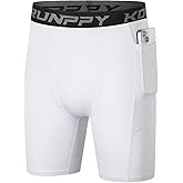 Konrunppy Boys Compression Shorts - Athletic Underwear for Basketball Spandex Shorts Sport Workout Base Layer Side Pocket