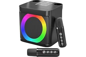 FLYASNY Karaoke Machine for Kids Adults - Portable Bluetooth Speaker with 2 Wireless Microphones, Singing Machine for Home Party, Birthday Gifts for Girls Boys Ages 4, 5, 6, 7, 8, 9, 10, 11, 12+ Years Old