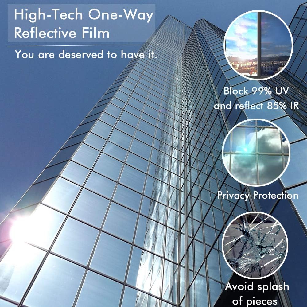 rabbitgoo Heat Reflective Window Film Privacy Film for Glass Windows One Way Mirror Tint Sticker Sun Blocker - Image 5