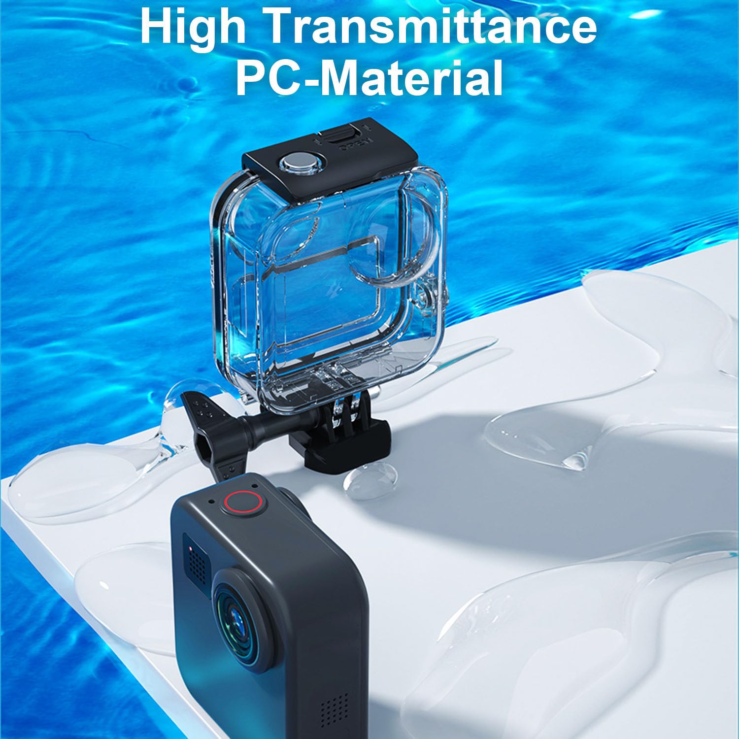 FitStill 147FT/45M Touchscreen Waterproof Diving Case for Go Pro MAX Action Camera,Underwater Protective Shell with Bracket Mount Action Camera Accessories kit(Not for MAX 360 2025)