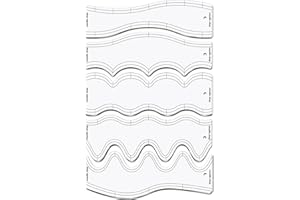Sinload 5 Pcs Quilting Ruler and Templates 10.24 Inches Waves Ruler Acrylic Quilting Templates for Machine Quilting Free Motion Quilting Stencils Wavelengths Sewing Rulers for Patchwork Splicing