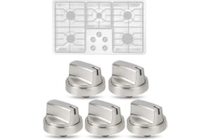 GESLEBEN 5Pcs Upgraded WB03X29300 Gas Stove Knobs for GE Range Surface Burner Knob, Gas Range Knobs Replacements for JGP3030SL1SS JGP3030SL2SS Cooktop Knob Replace for GE Part Number AP6301265 4585904