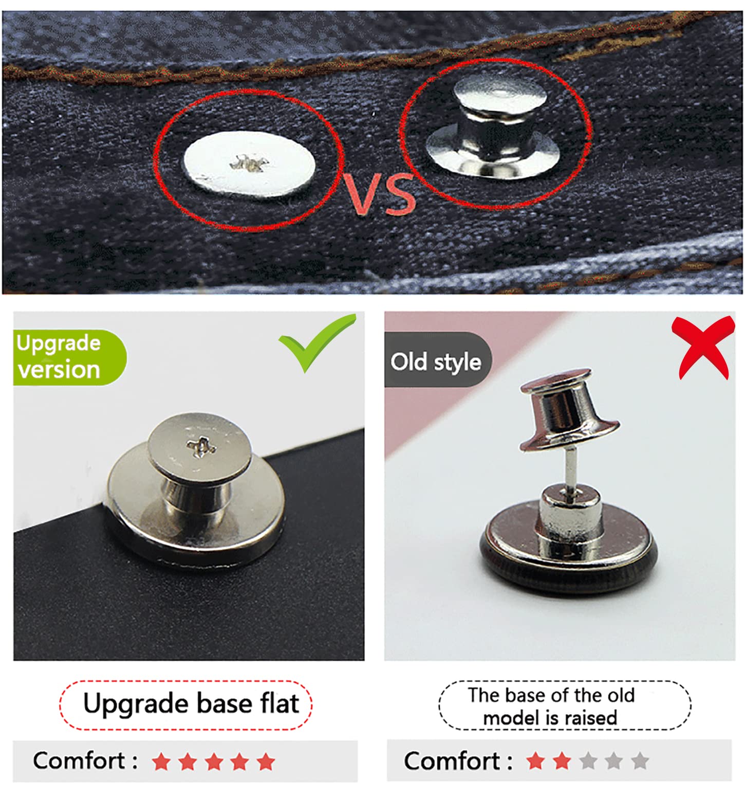 GIYOMI 20mm No Sewing Jeans Buttons Replacement Kit with Metal Base,12 Sets Nailess Removable Metal Buttons Replacement Repair Combo Thread Rivets and Screwdrivers (0.79 inch)