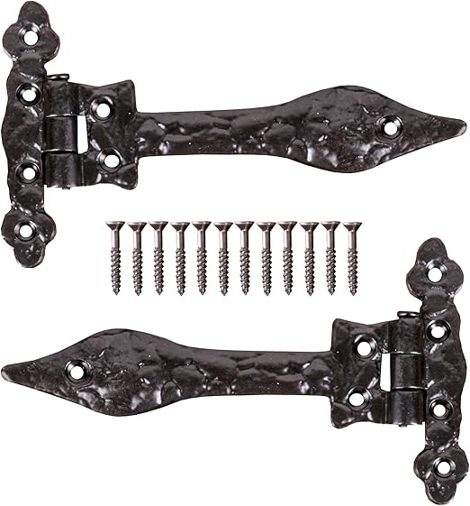 Pair of 6" Black Vintage Door Hinges Old Fashioned Gate/Shed/Garage T