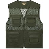 AOTORR Men's Utility Fishing Vest Lightweight Outdoor Work Safari Travel Multi Pockets Waistcoat Jacket