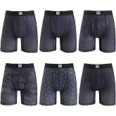 Warriors &amp; Scholars Men's Chafe Safe Boxer Briefs With Ball Pouch, 6-Pack