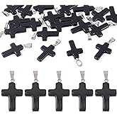 Boutigem Glass Cross Charms Crystal Crucifix Pendant Charms Religion Crucifix Cross Dangle Pendants with Stainless Steel Hook for DIY Crafts Necklace Earring Keychain Jewelry Making